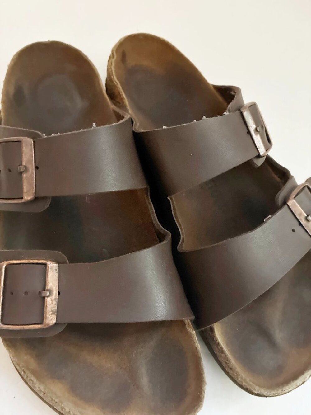 Birkenstock Arizona Oiled Leather Sandals Dark Brown Slide Buckle - EU44/M11/W13